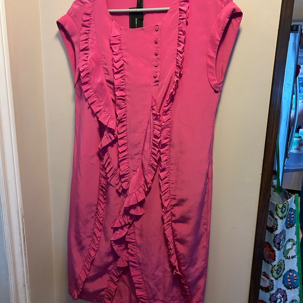 BCBGMaxAzria Fuchsia Button-Detail Dress gorgeous light weight.